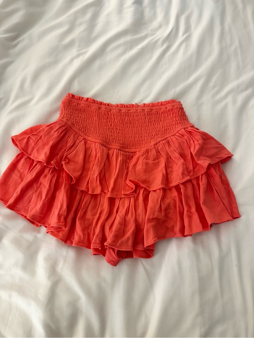 Ruffled Mini Skirt in Coral